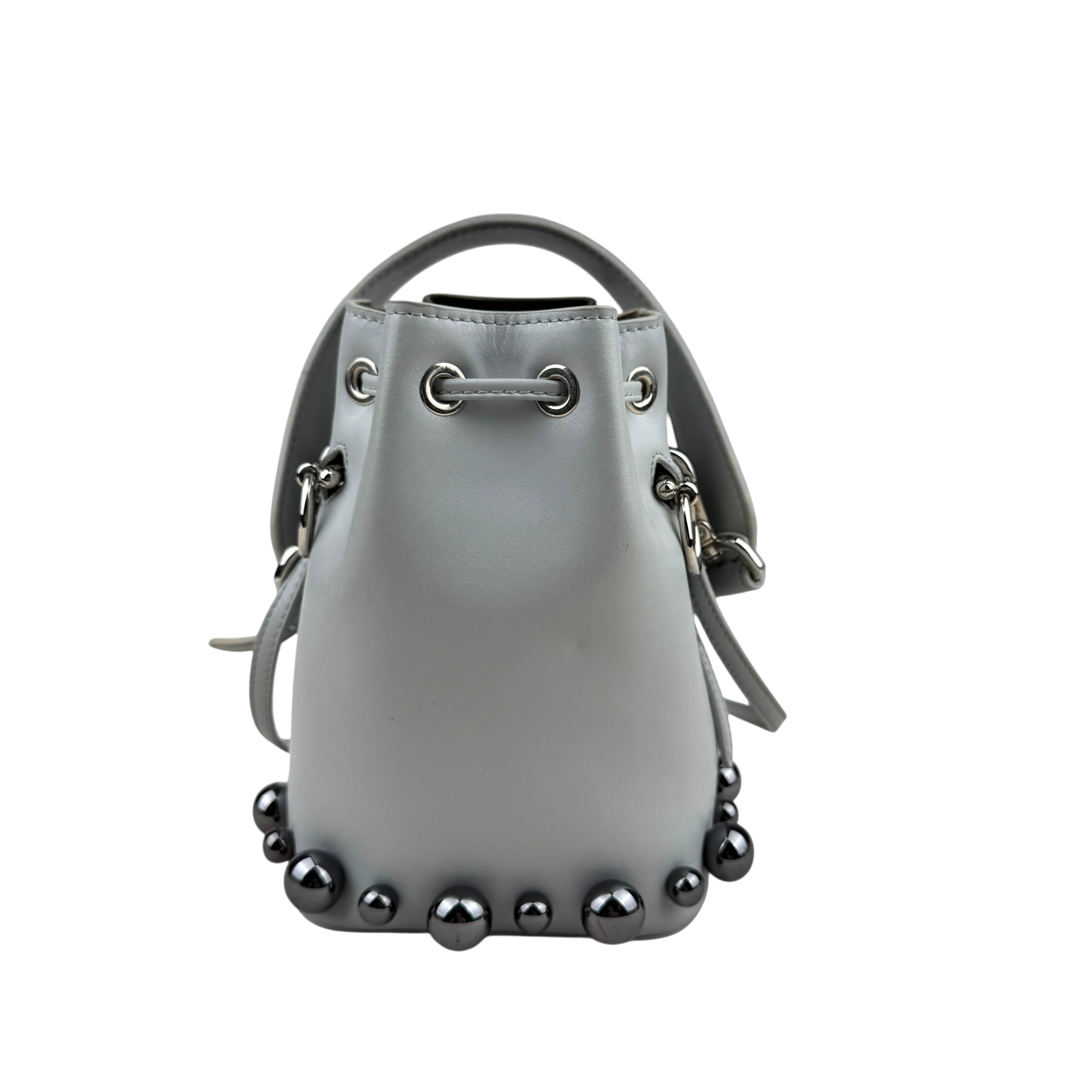 Pre-owned fendi-mon-tresor-bucket-bag-grigio-perla-front