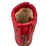 Pre-owned gucci-mini-bucket-gg-marmont-red-herringbone-leather-bag-front