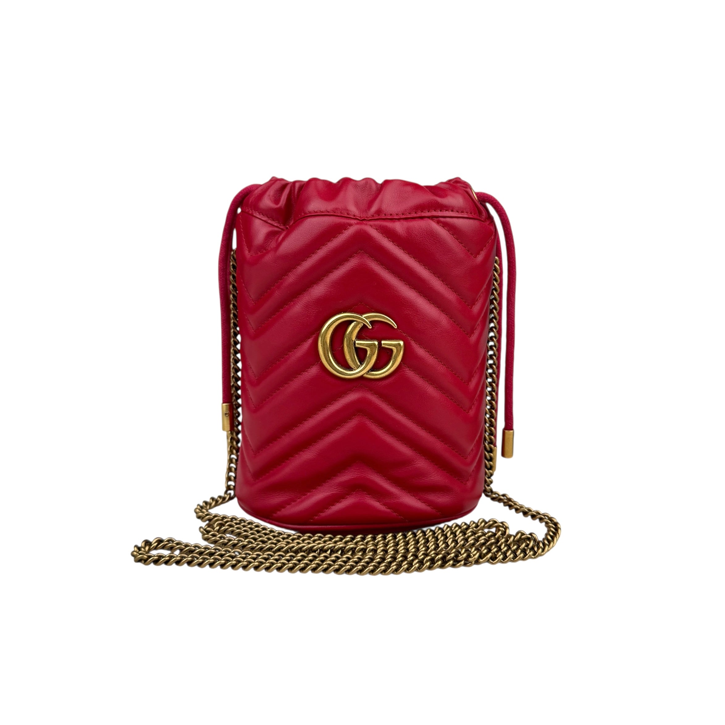 gucci-mini-bucket-gg-marmont-red-herringbone-leather-bag-front