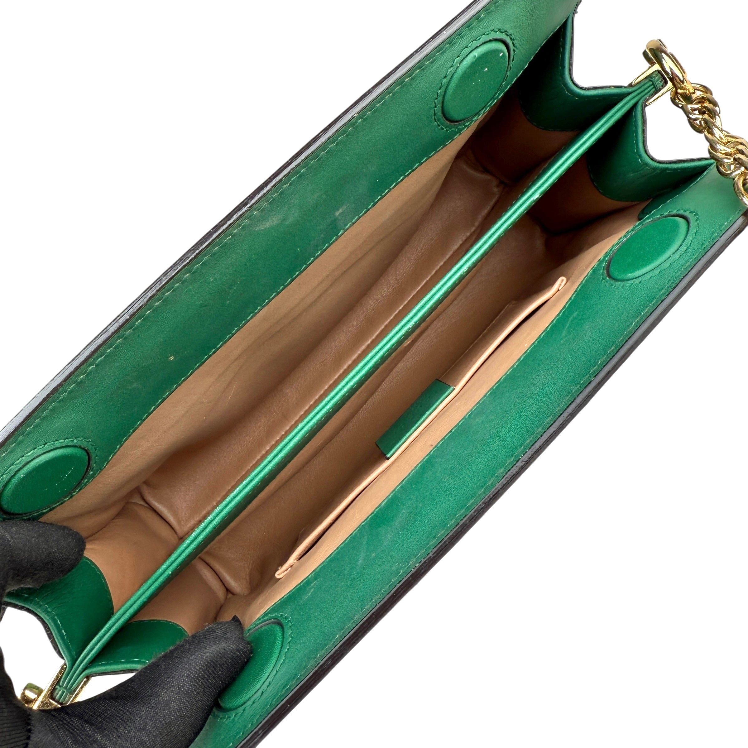 Pre-owned gucci-ophidia-emerald-snakeskin-front-view