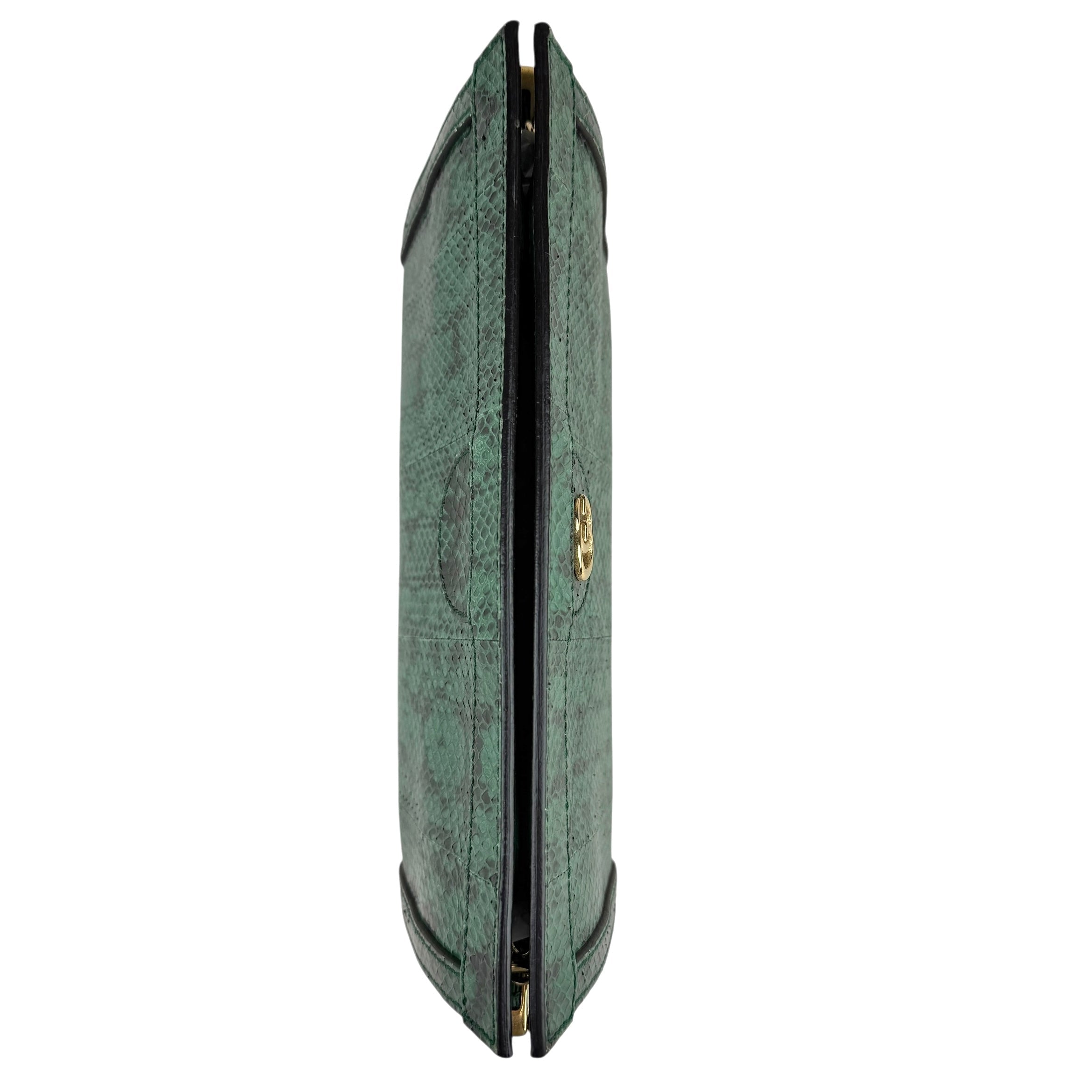 Pre-owned gucci-ophidia-emerald-snakeskin-front-view