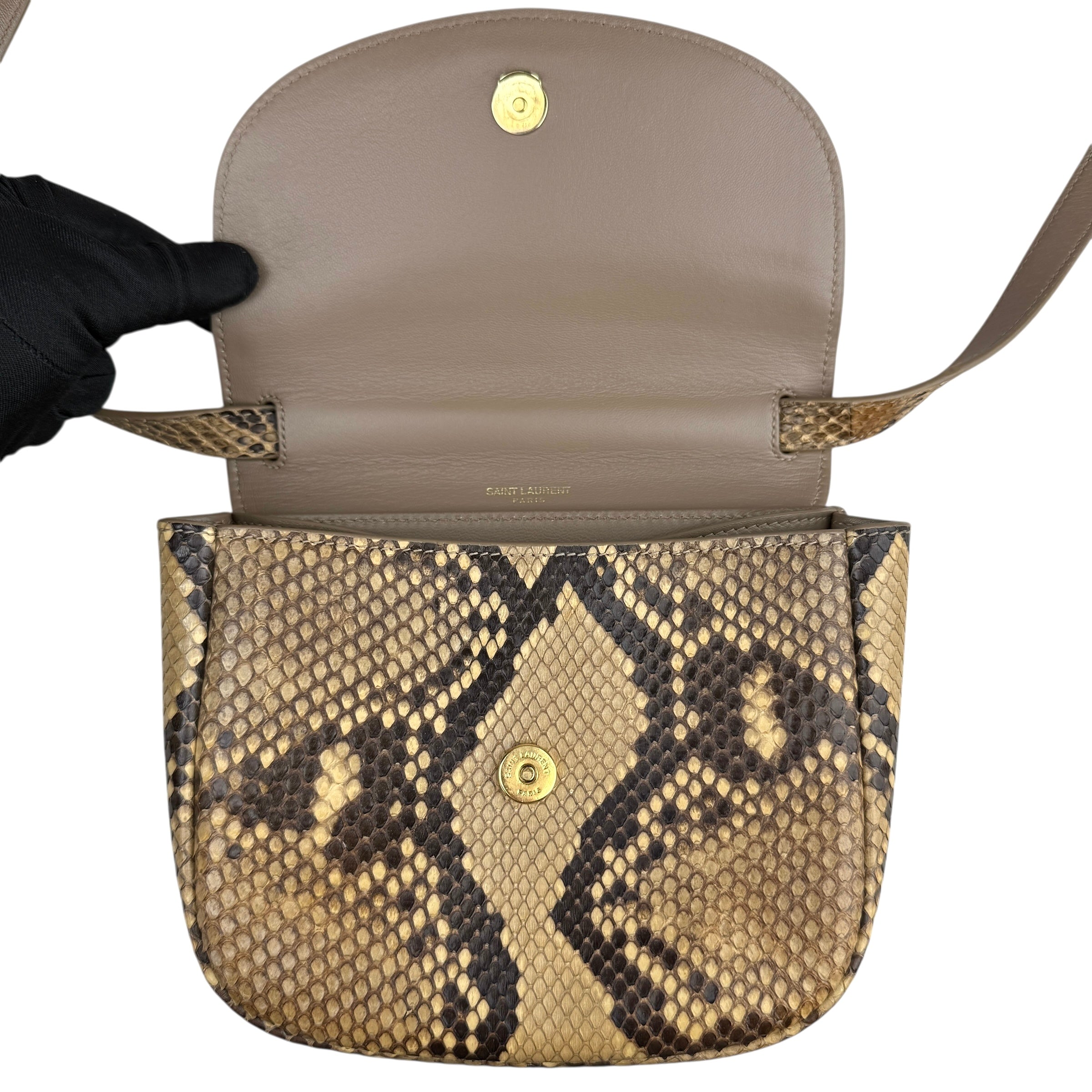 Pre-owned saint-laurent-python-crossbody-bag-front