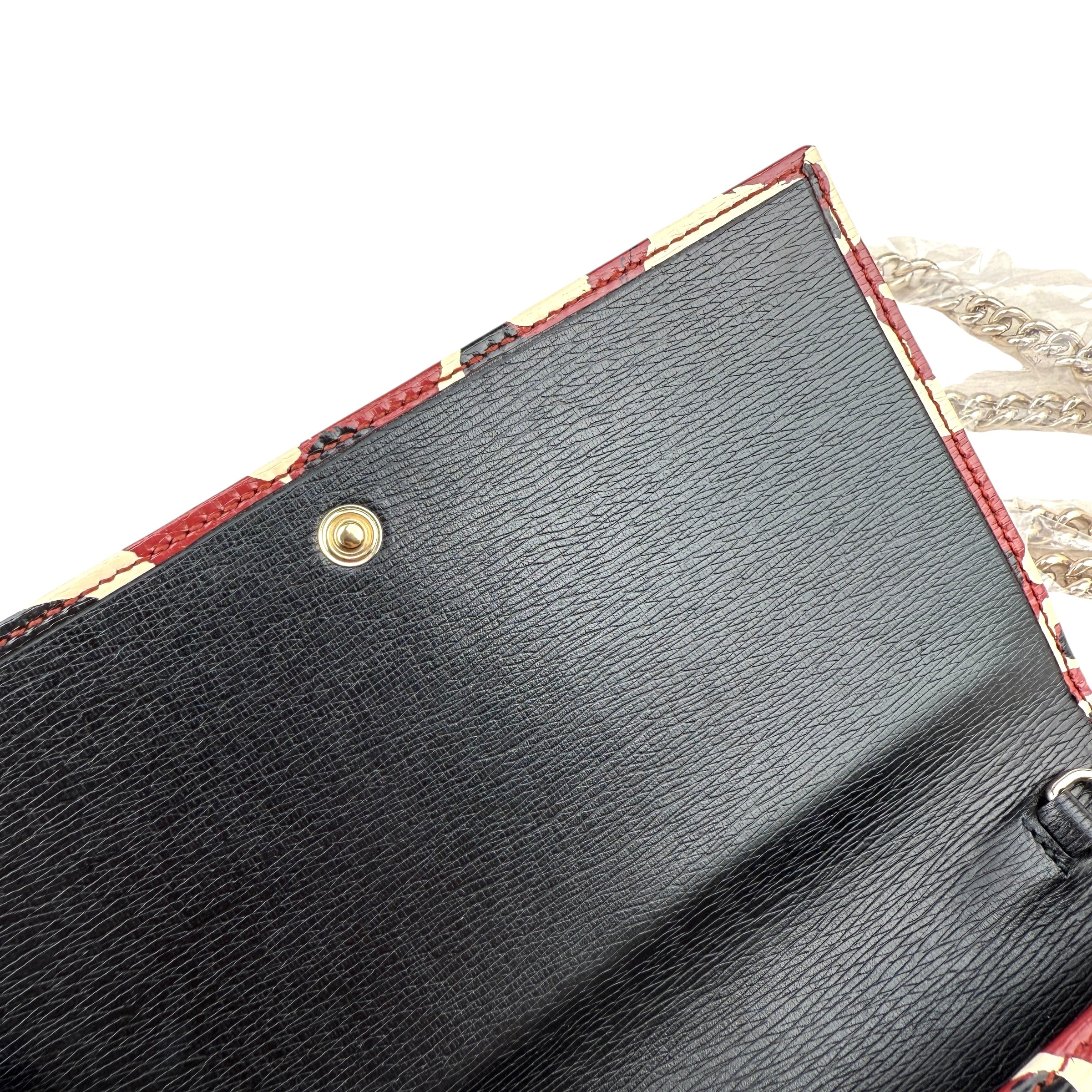 Pre-owned gucci-leather-leopard-print-clutch-crossbody-chain-shoulder-wallet-bag-front