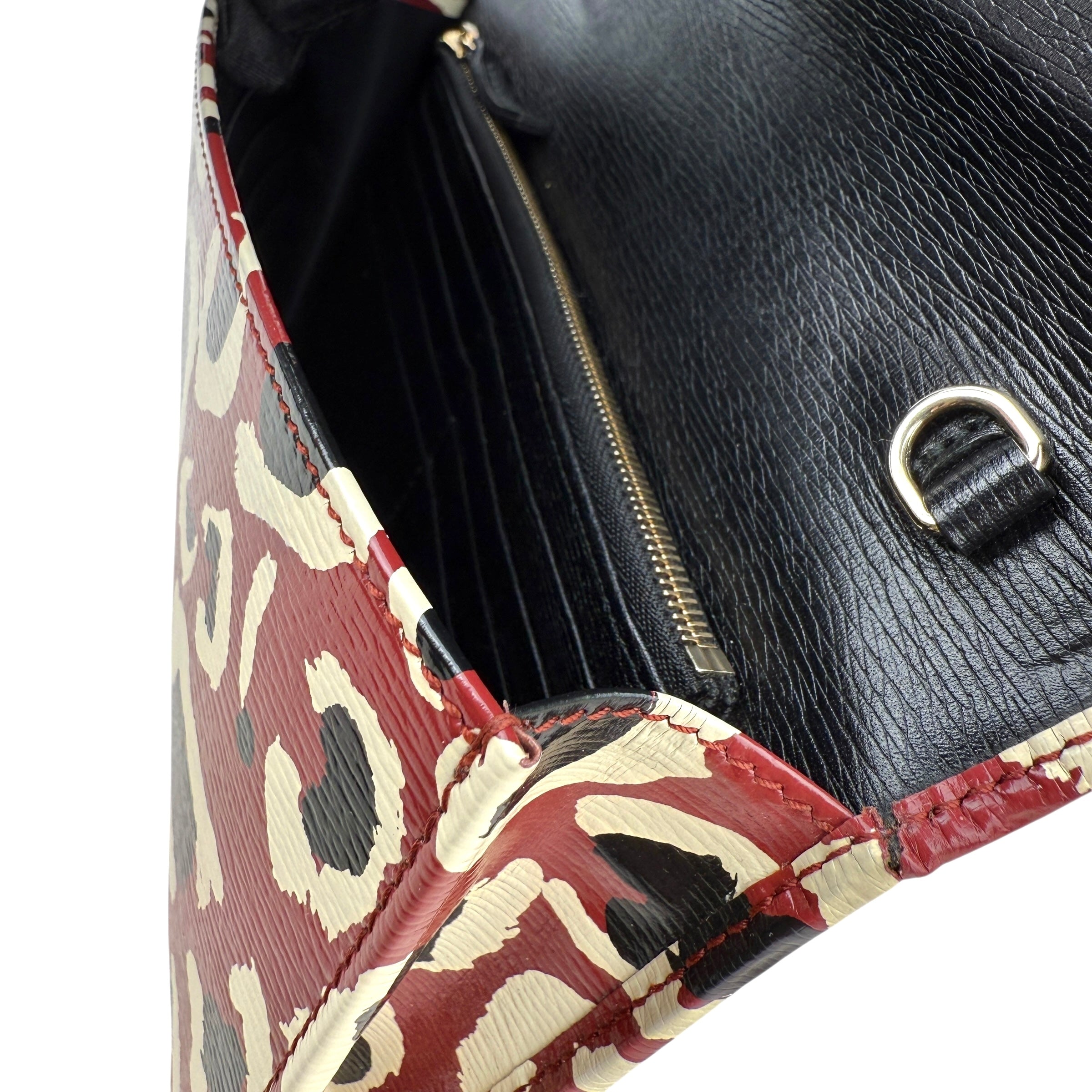 Pre-owned gucci-leather-leopard-print-clutch-crossbody-chain-shoulder-wallet-bag-front