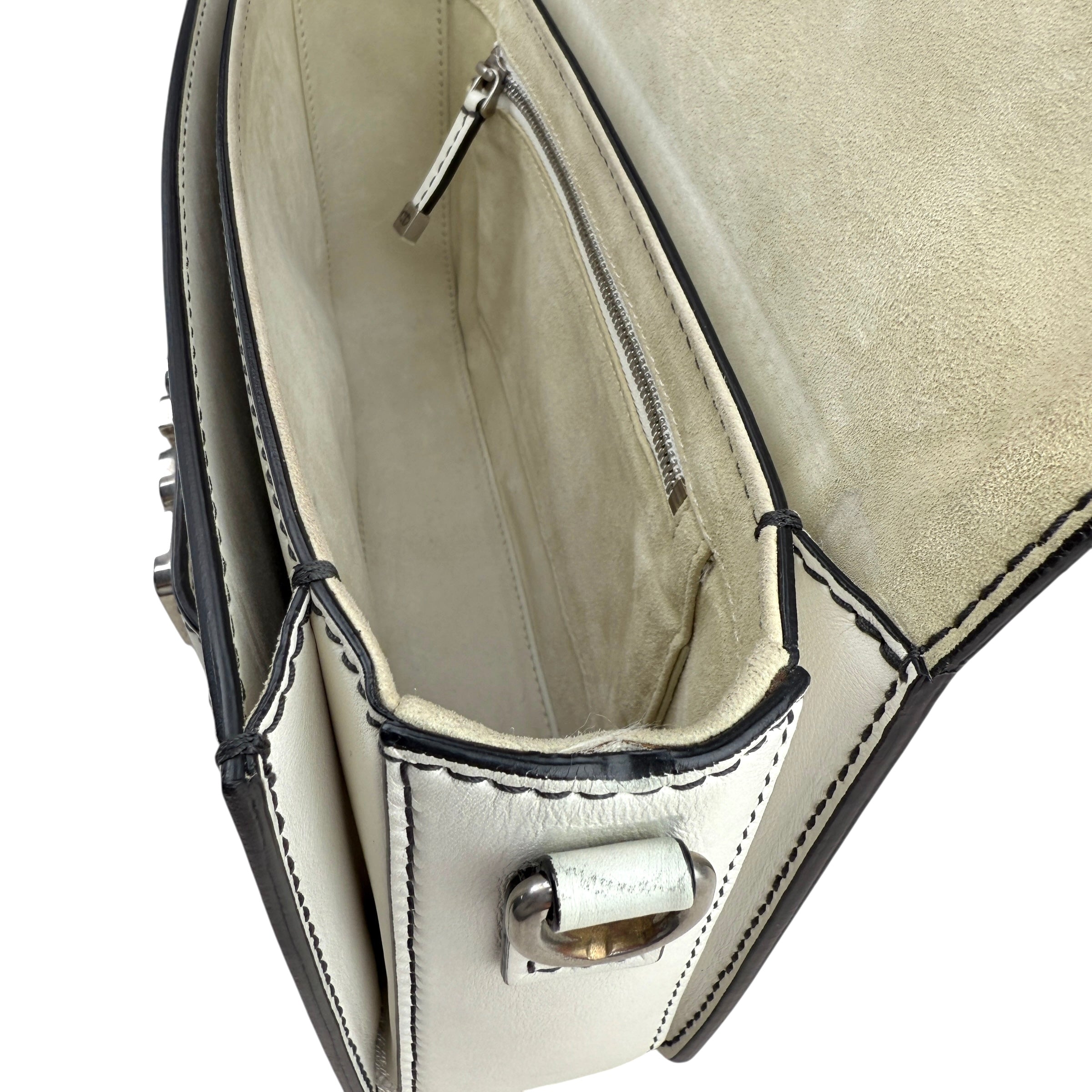 Pre-owned dior-jadior-white-calfskin-crossbody-bag-silver-hardware-front