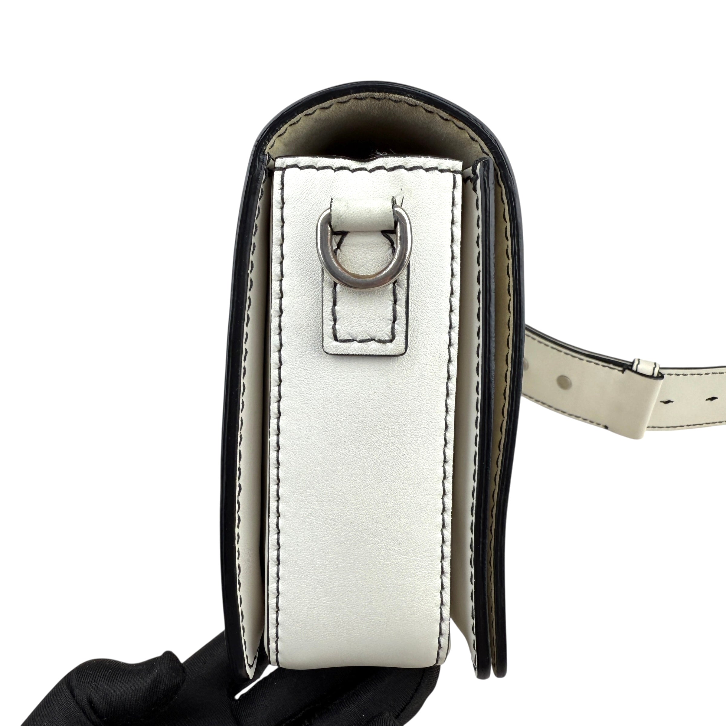 Pre-owned dior-jadior-white-calfskin-crossbody-bag-silver-hardware-front