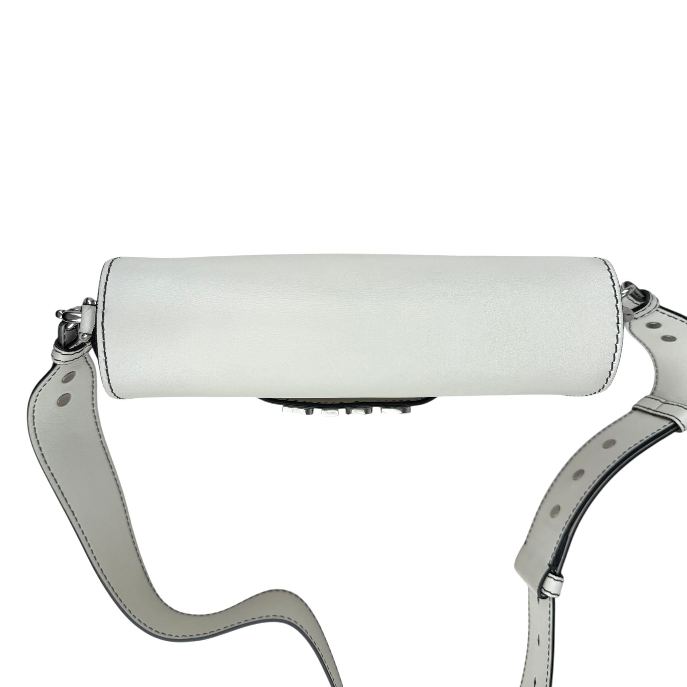 Pre-owned dior-jadior-white-calfskin-crossbody-bag-silver-hardware-front