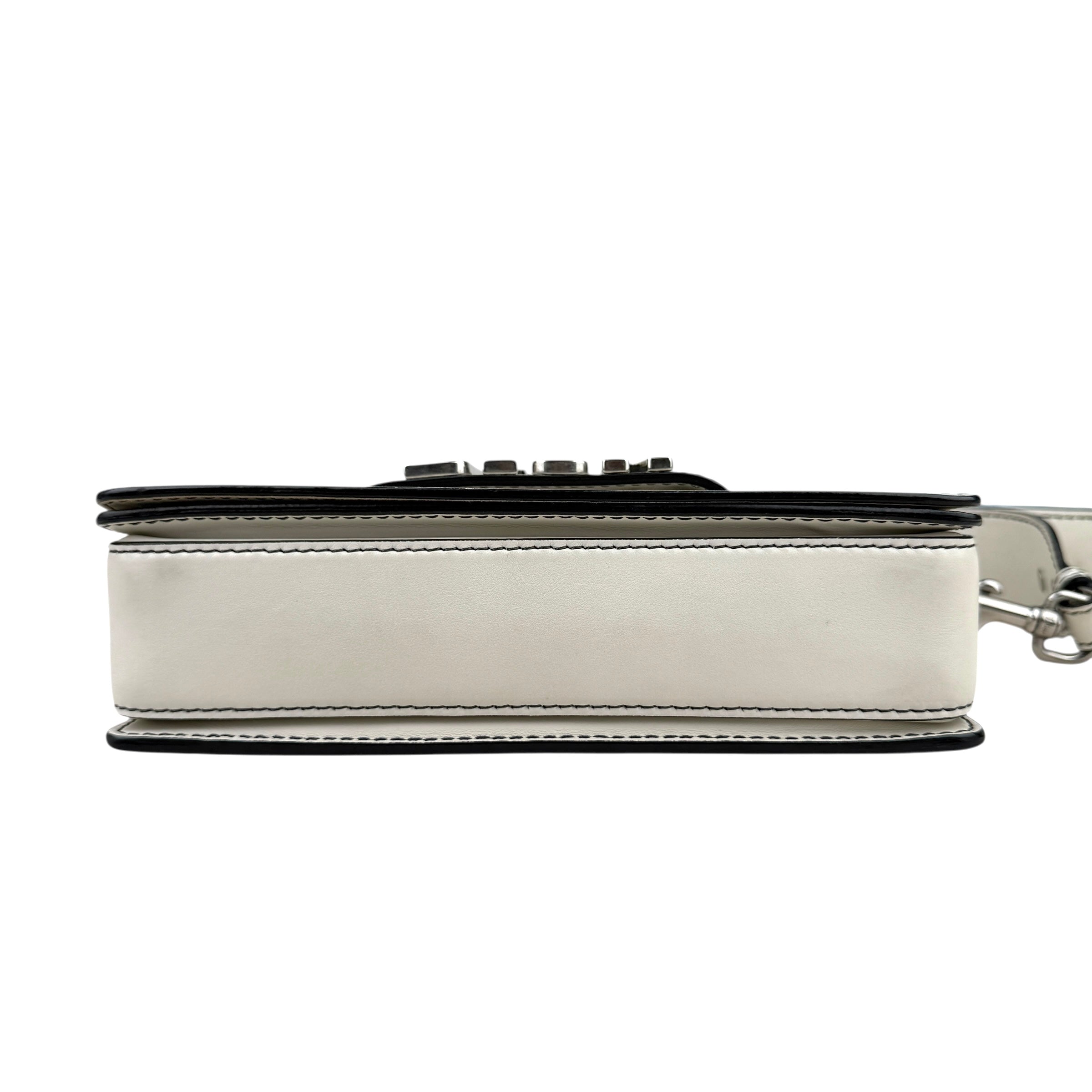 Pre-owned dior-jadior-white-calfskin-crossbody-bag-silver-hardware-front