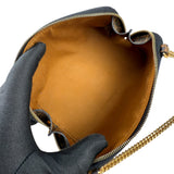 Pre-owned celine-triomphe-canvas-calfskin-leopard-print-mini-clutch-on-chain-black-tan-front