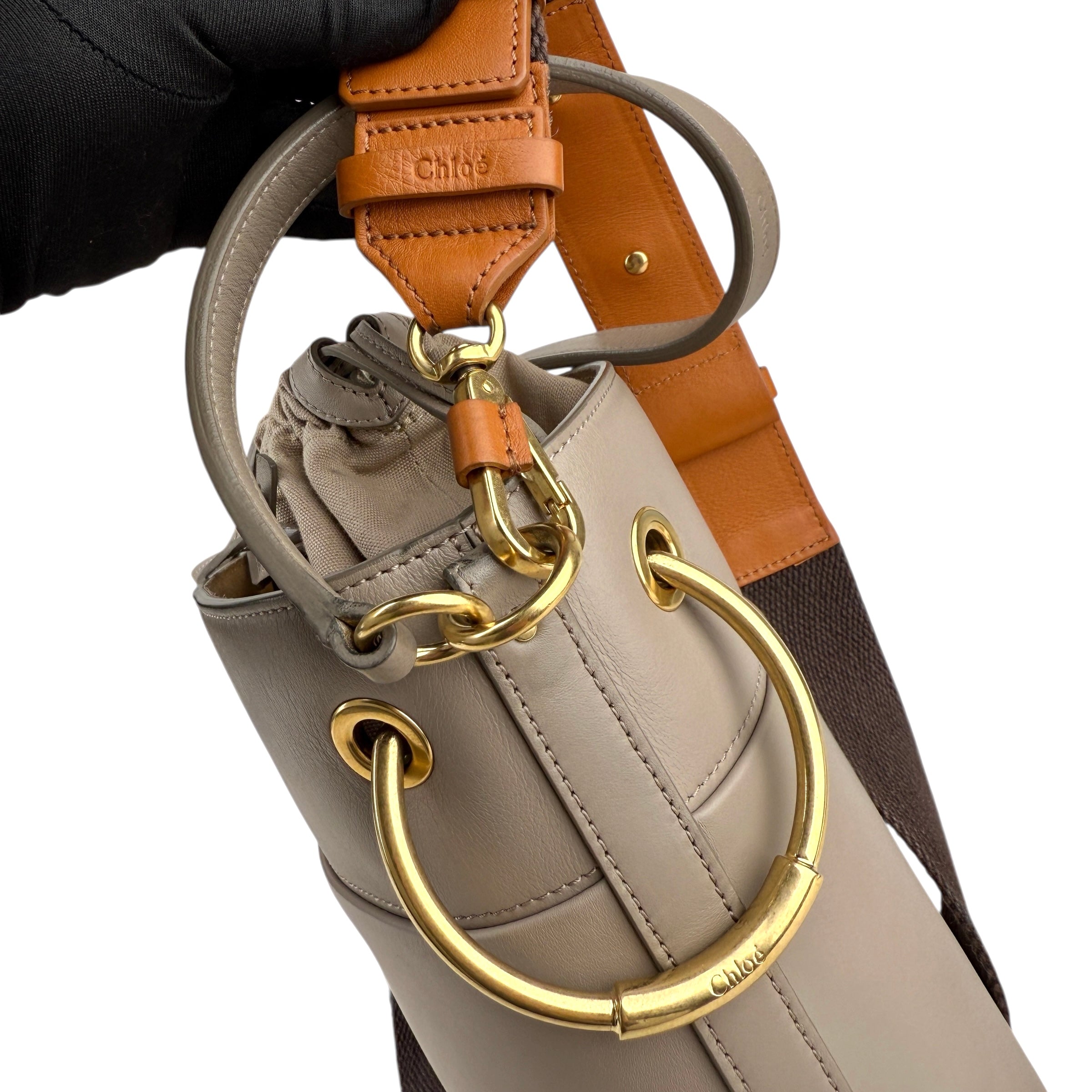 Pre-owned chloe-roy-leather-bucket-bag-front
