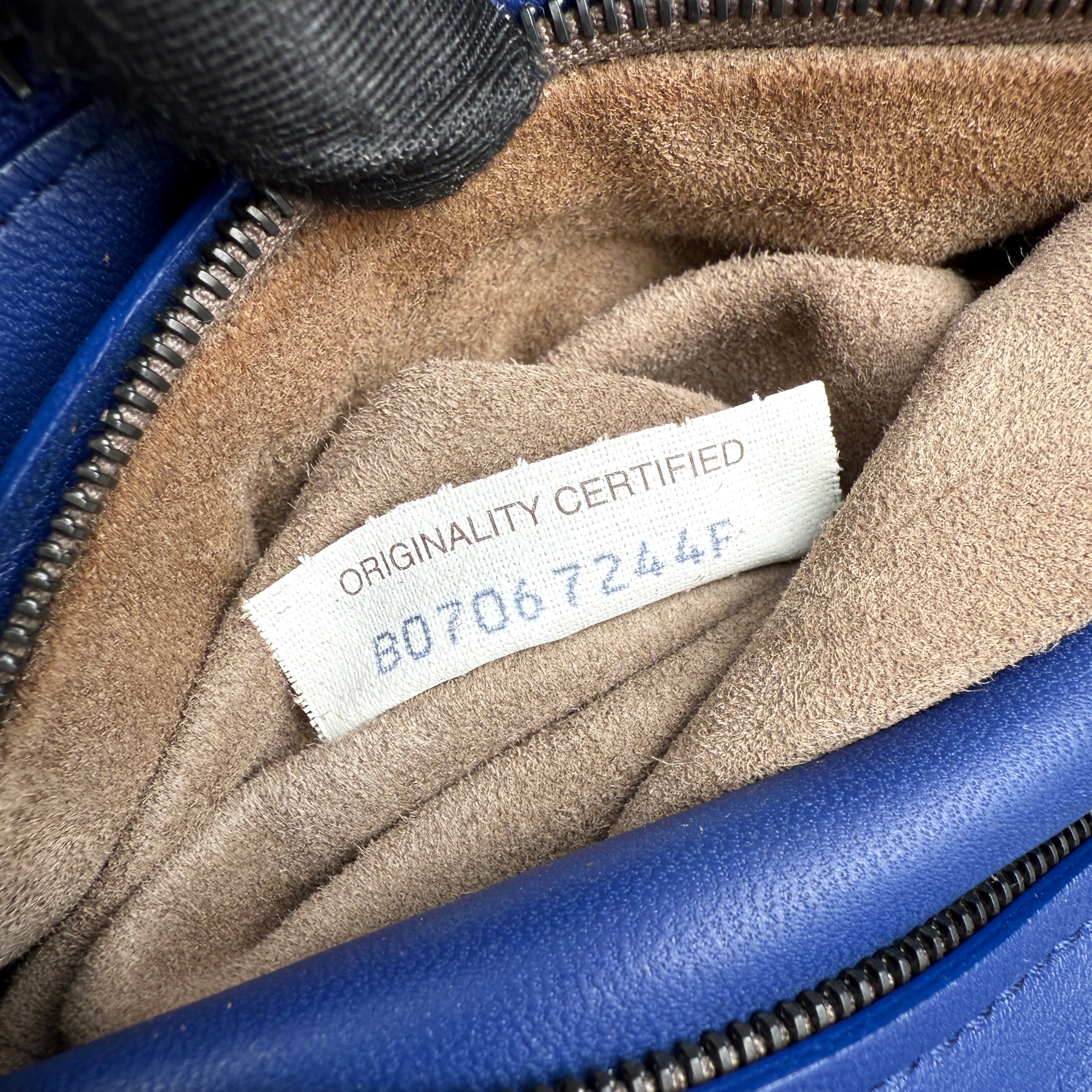 Pre-owned bottega-veneta-nappa-medium-blue-front-view