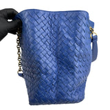 Pre-owned bottega-veneta-nappa-medium-blue-front-view