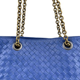 Pre-owned bottega-veneta-nappa-medium-blue-front-view