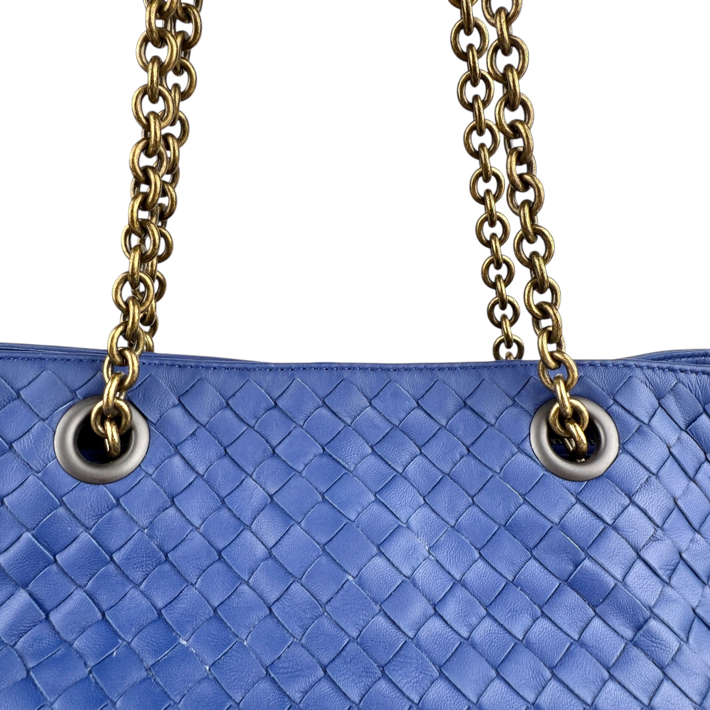 Pre-owned bottega-veneta-nappa-medium-blue-front-view