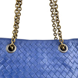 Pre-owned bottega-veneta-nappa-medium-blue-front-view