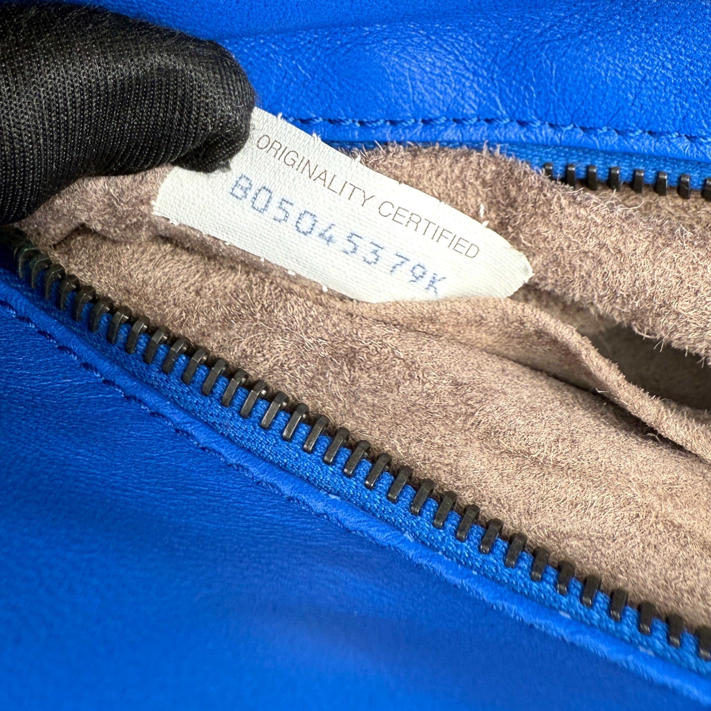 Pre-owned bottega-veneta-blue-nappa-intrecciato-satchel-front