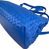 Pre-owned bottega-veneta-blue-nappa-intrecciato-satchel-front