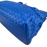 Pre-owned bottega-veneta-blue-nappa-intrecciato-satchel-front