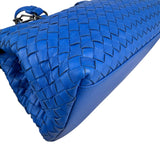 Pre-owned bottega-veneta-blue-nappa-intrecciato-satchel-front