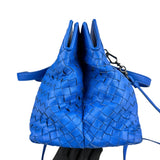 Pre-owned bottega-veneta-blue-nappa-intrecciato-satchel-front