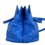 Pre-owned bottega-veneta-blue-nappa-intrecciato-satchel-front