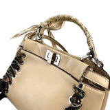 Pre-owned fendi-peekaboo-mini-handbag-beige-front