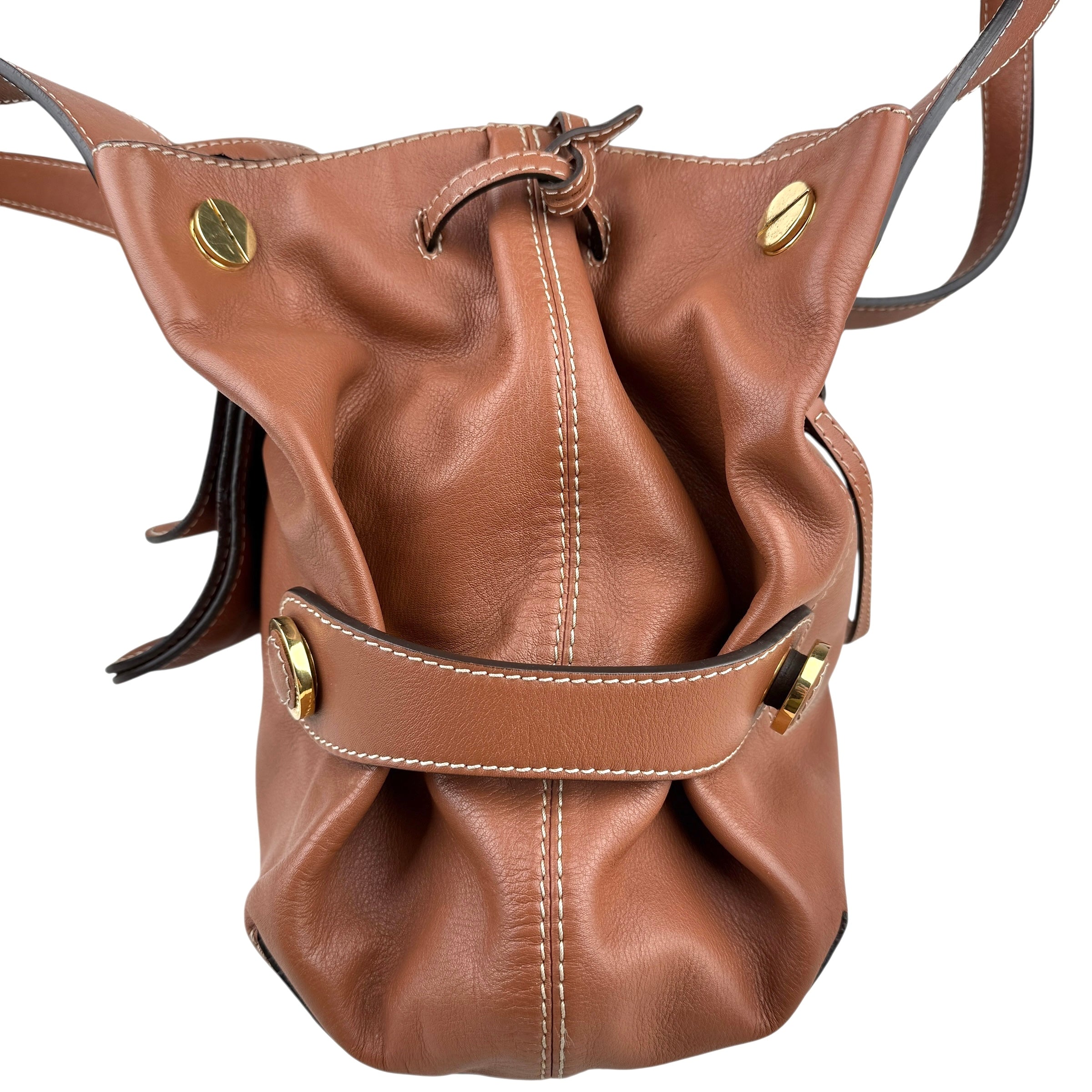 Pre-owned loewe-brown-leather-shoulder-bag-front