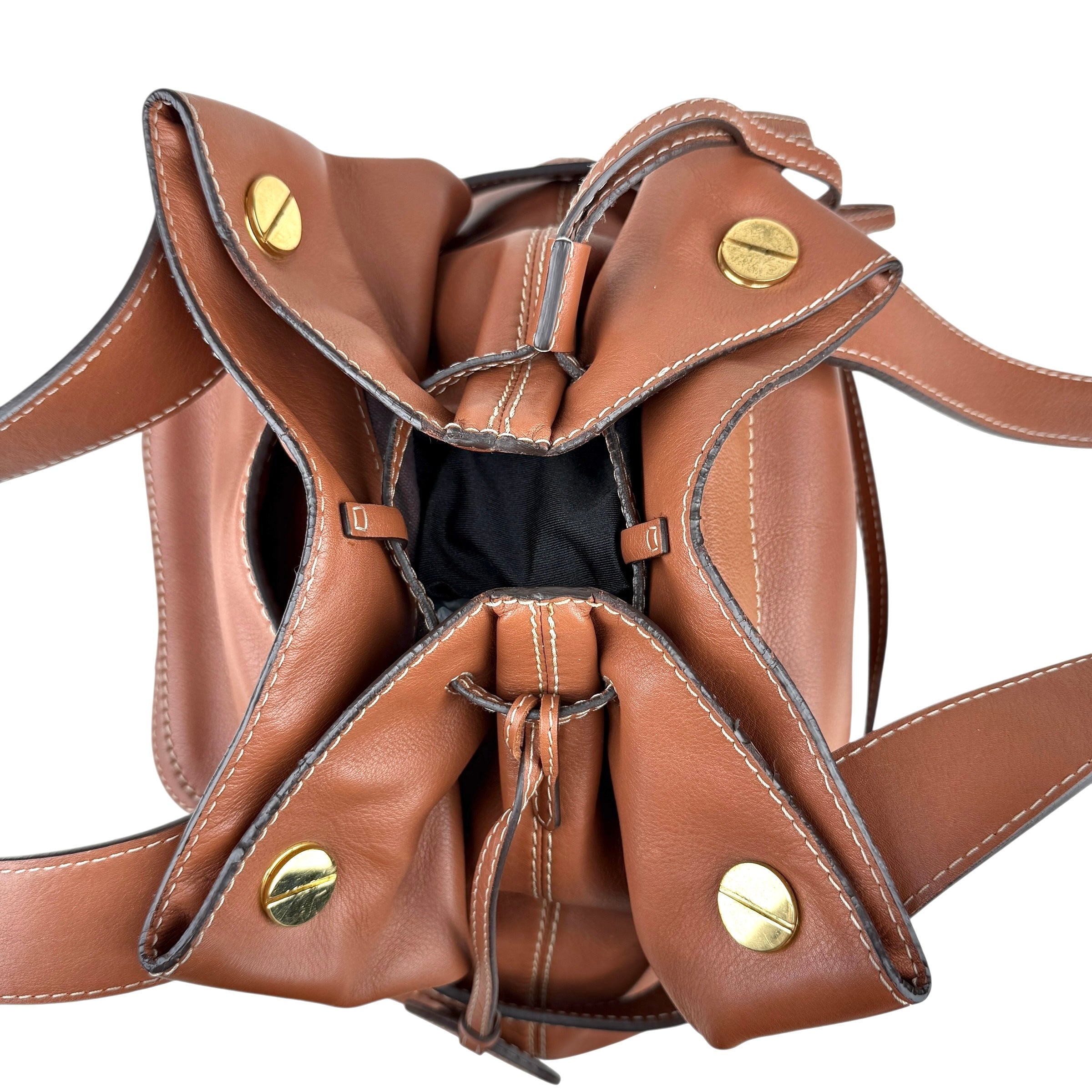 Pre-owned loewe-brown-leather-shoulder-bag-front