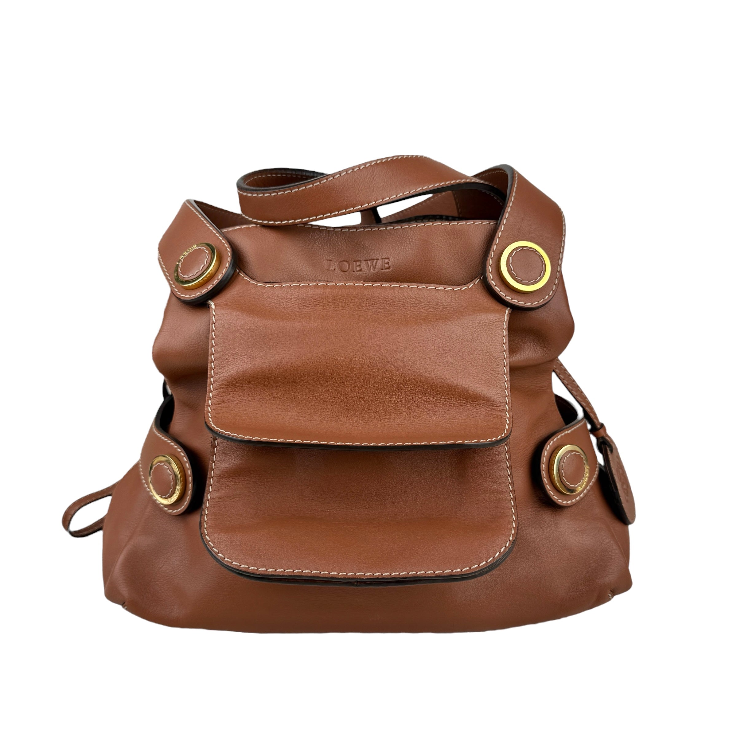 loewe-brown-leather-shoulder-bag-front