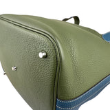 Pre-owned hermes-picotin-lock-casaque-vert-canopee-bleu-thalassa-clemence-bag-front