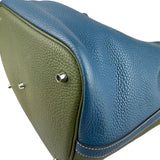 Pre-owned hermes-picotin-lock-casaque-vert-canopee-bleu-thalassa-clemence-bag-front