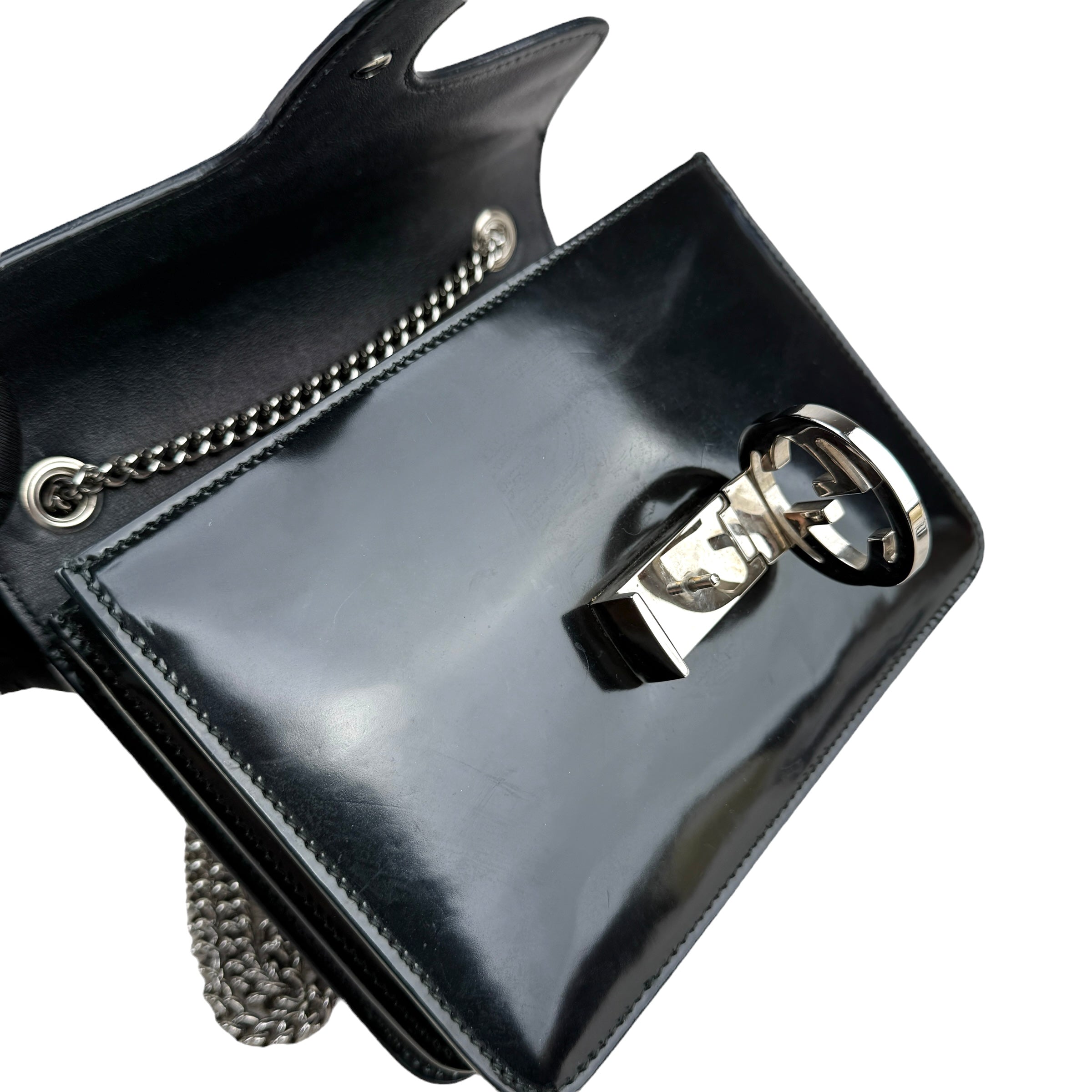 Pre-owned gucci-interlocking-g-black-glossy-front-view