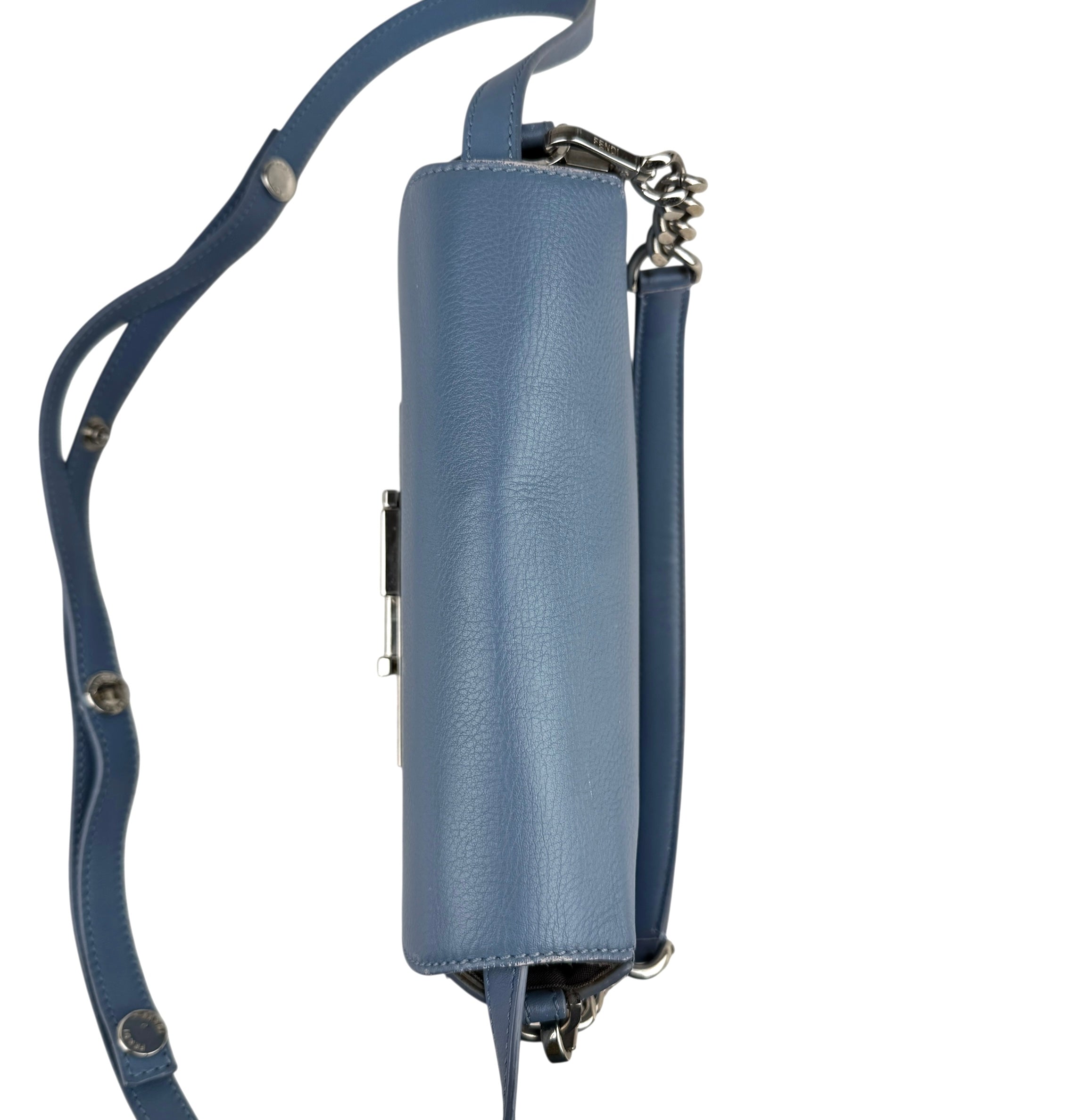 Pre-owned Fendi Cerulean Blue Calfskin Leather Baguette Shoulder Bag