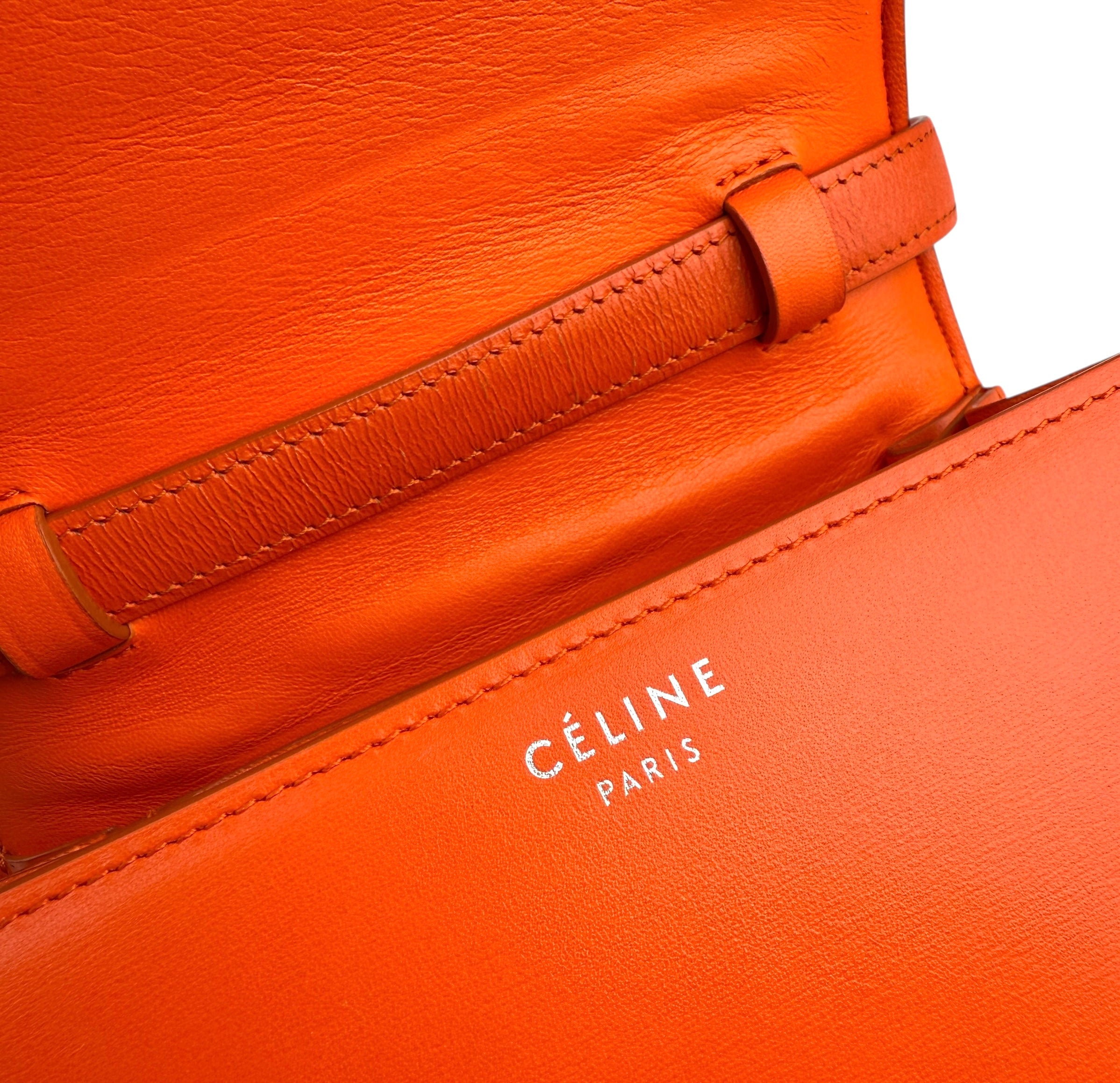 Pre-owned Celine Classic Box Small Leather Shoulder Bag in Orange