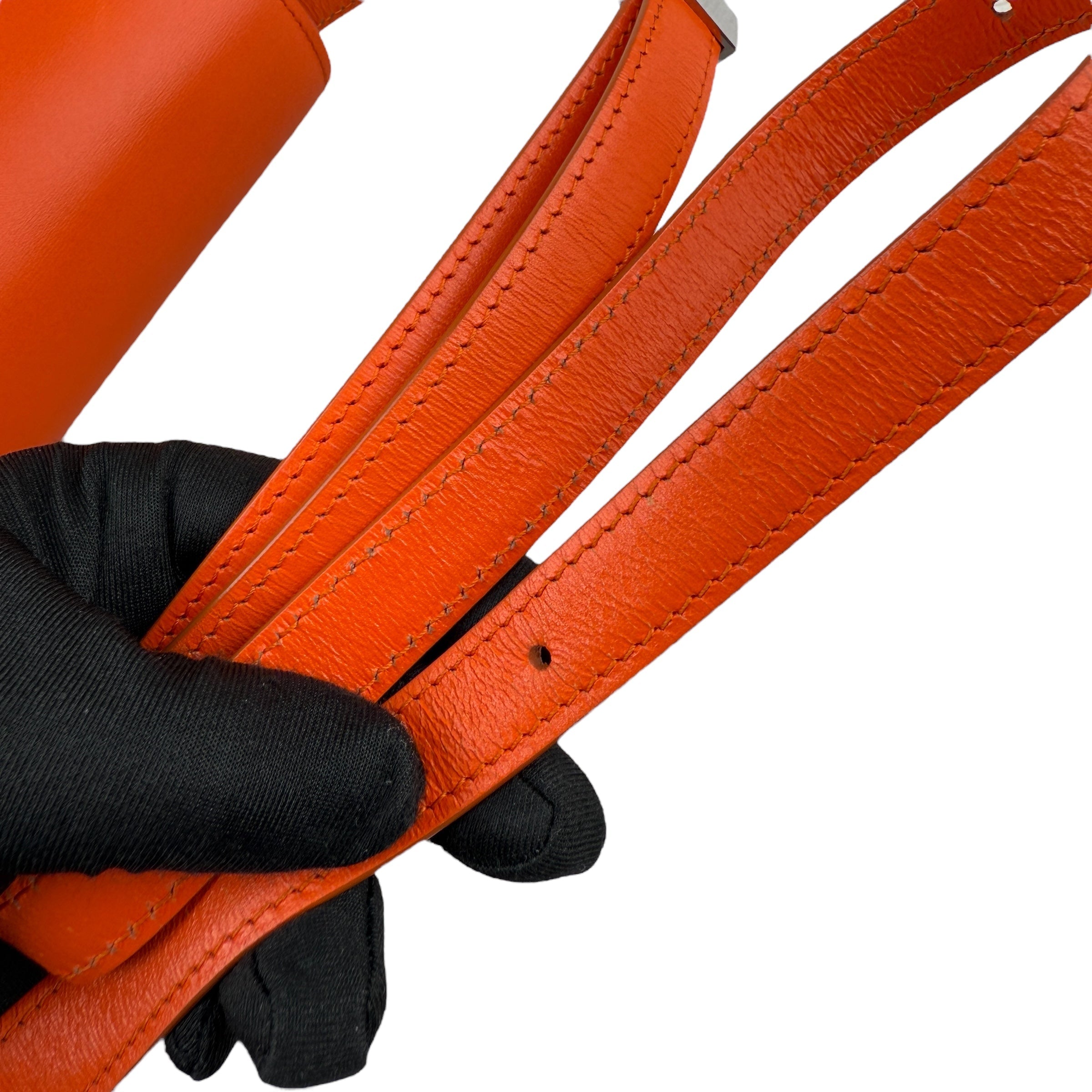 Pre-owned Celine Classic Box Small Leather Shoulder Bag in Orange