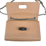 Pre-owned gucci-studded-leather-miss-bamboo-shoulder-bag-front-view