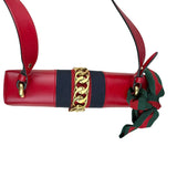 Pre-owned gucci-sylvie-shoulder-bag-medium-red-leather-front-view