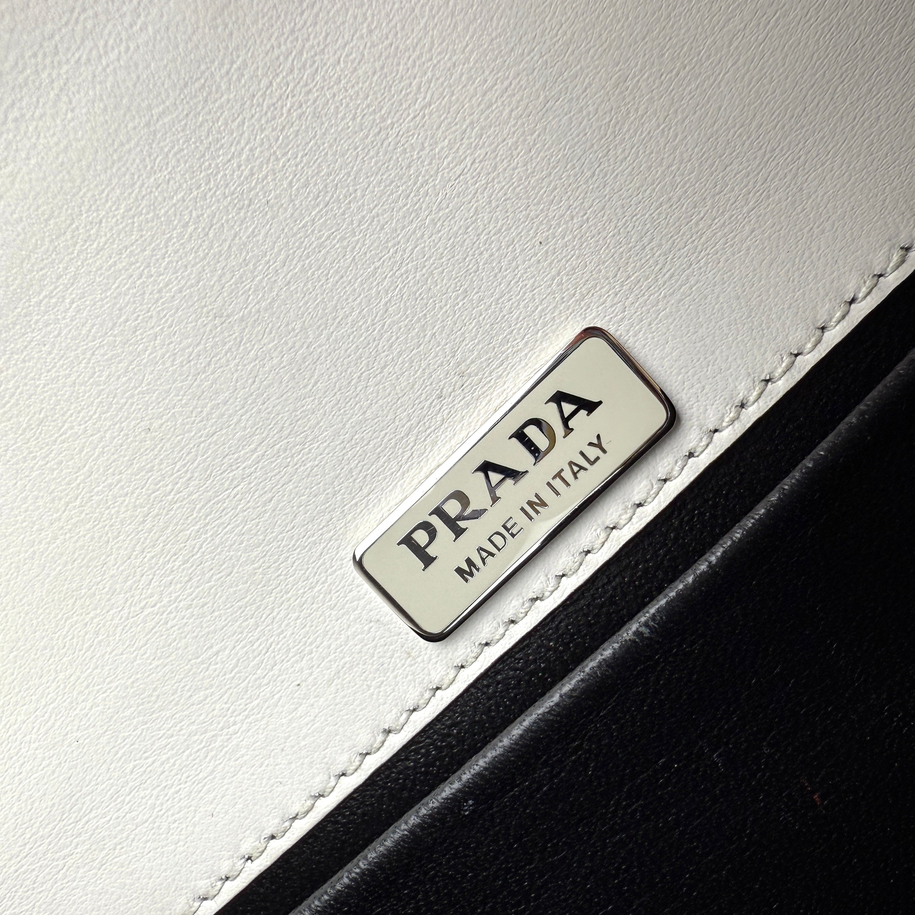 Pre-owned prada-saffiano-leather-crystal-cahier-crossbody-bag-front-view
