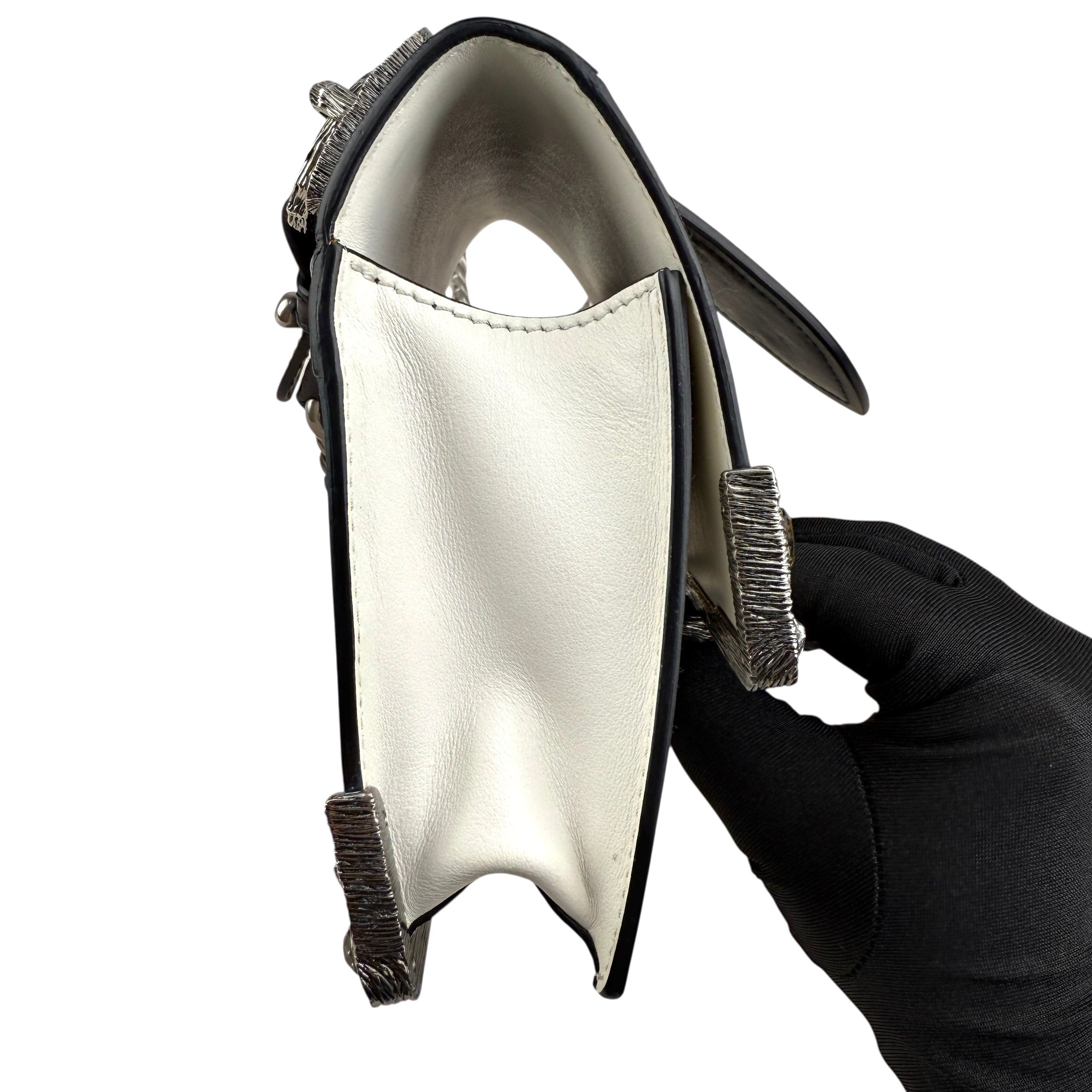 Pre-owned prada-saffiano-leather-crystal-cahier-crossbody-bag-front-view