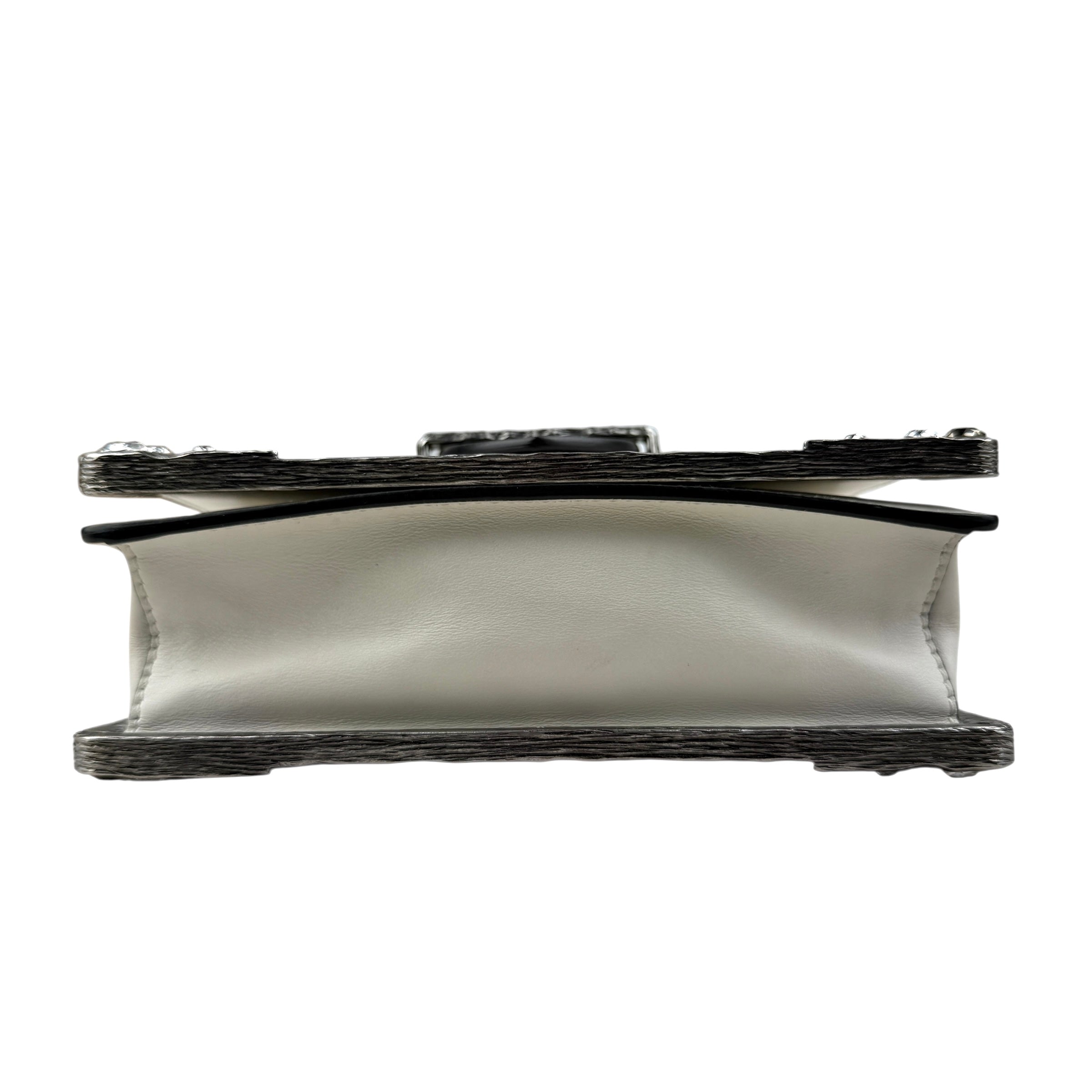 Pre-owned prada-saffiano-leather-crystal-cahier-crossbody-bag-front-view