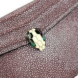 Pre-owned bvlgari-plum-stingray-leather-medium-serpenti-forever-shoulder-bag-front-view