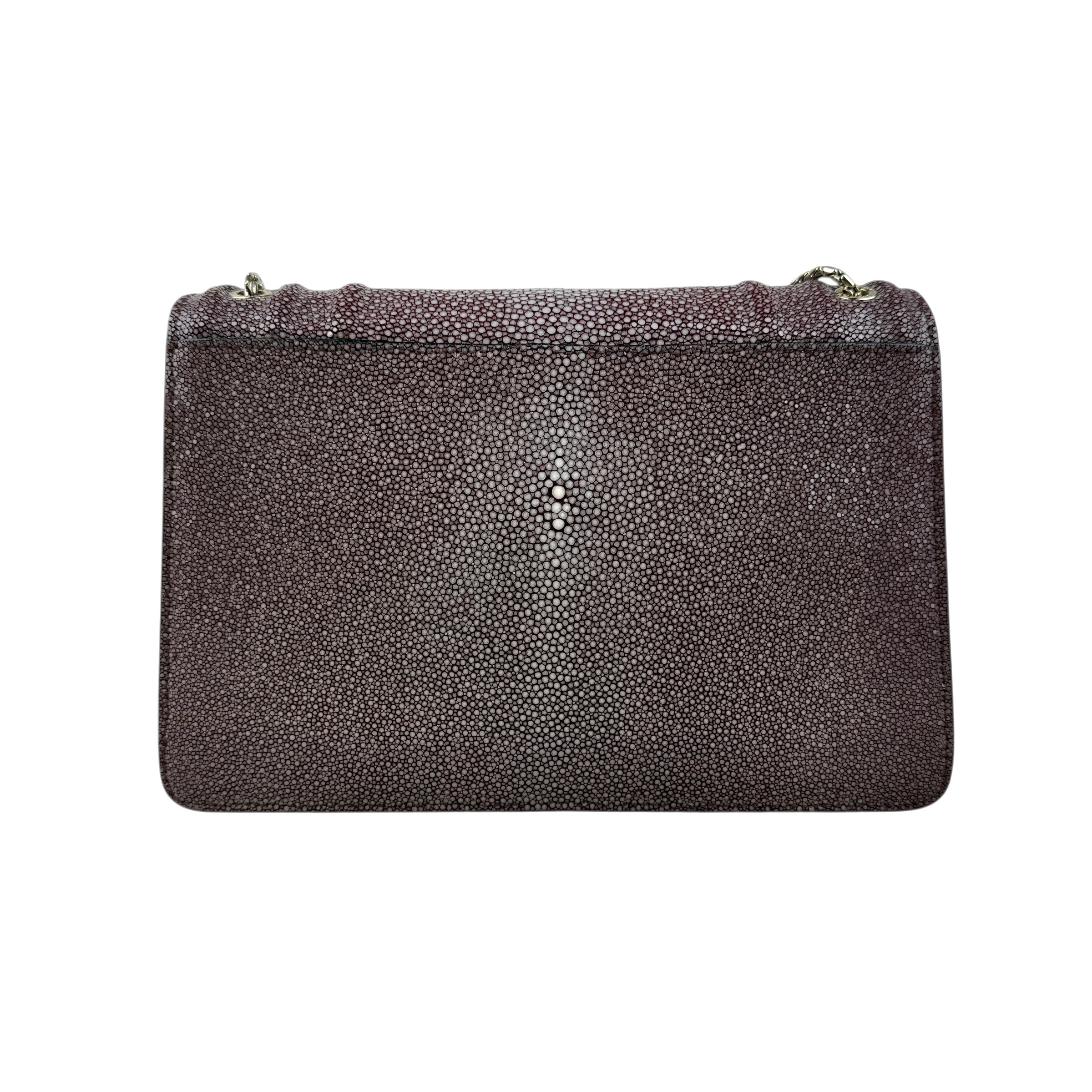 Pre-owned bvlgari-plum-stingray-leather-medium-serpenti-forever-shoulder-bag-front-view