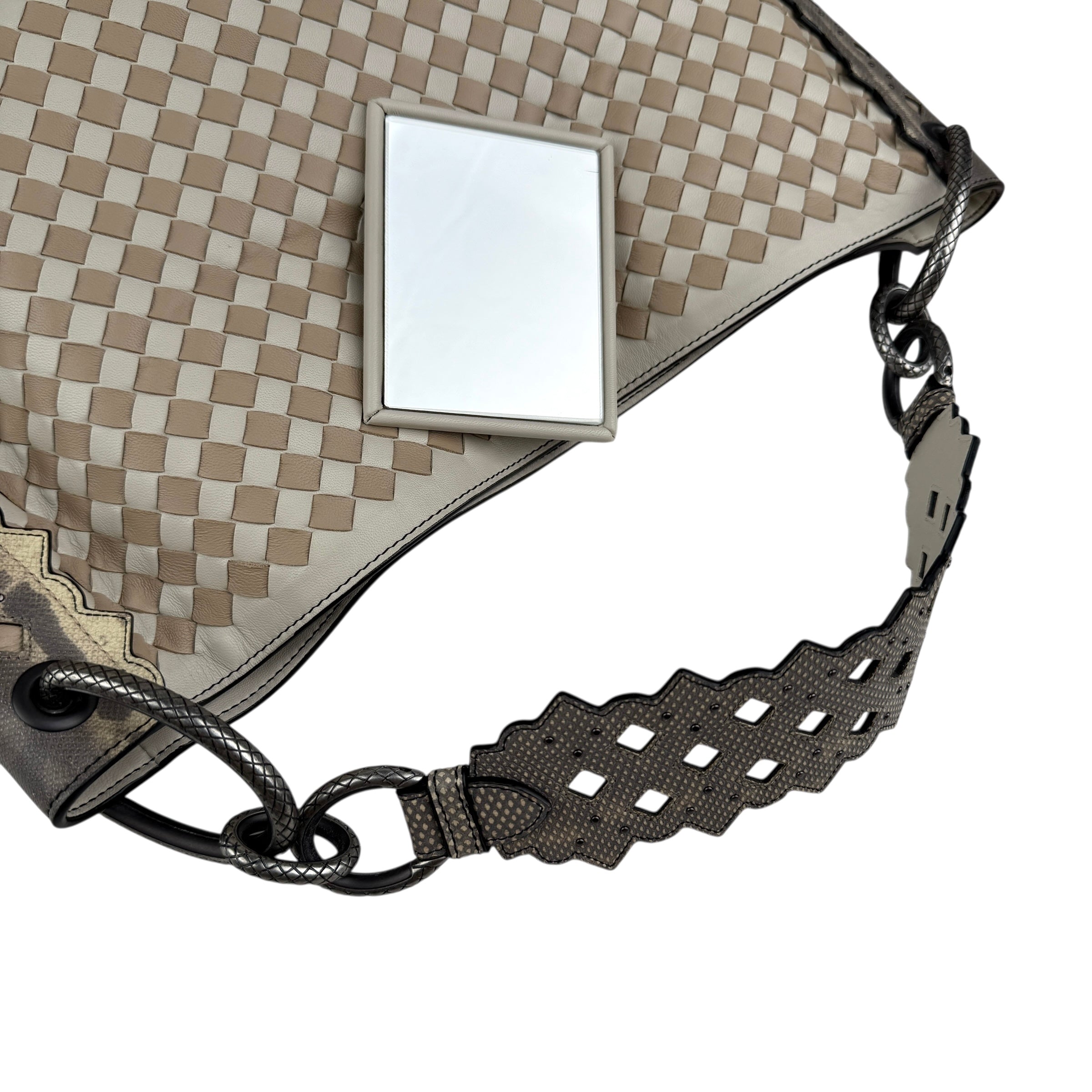 Pre-owned bottega-veneta-gray-intrecciato-loop-shoulder-bag-front