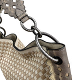 Pre-owned bottega-veneta-gray-intrecciato-loop-shoulder-bag-front