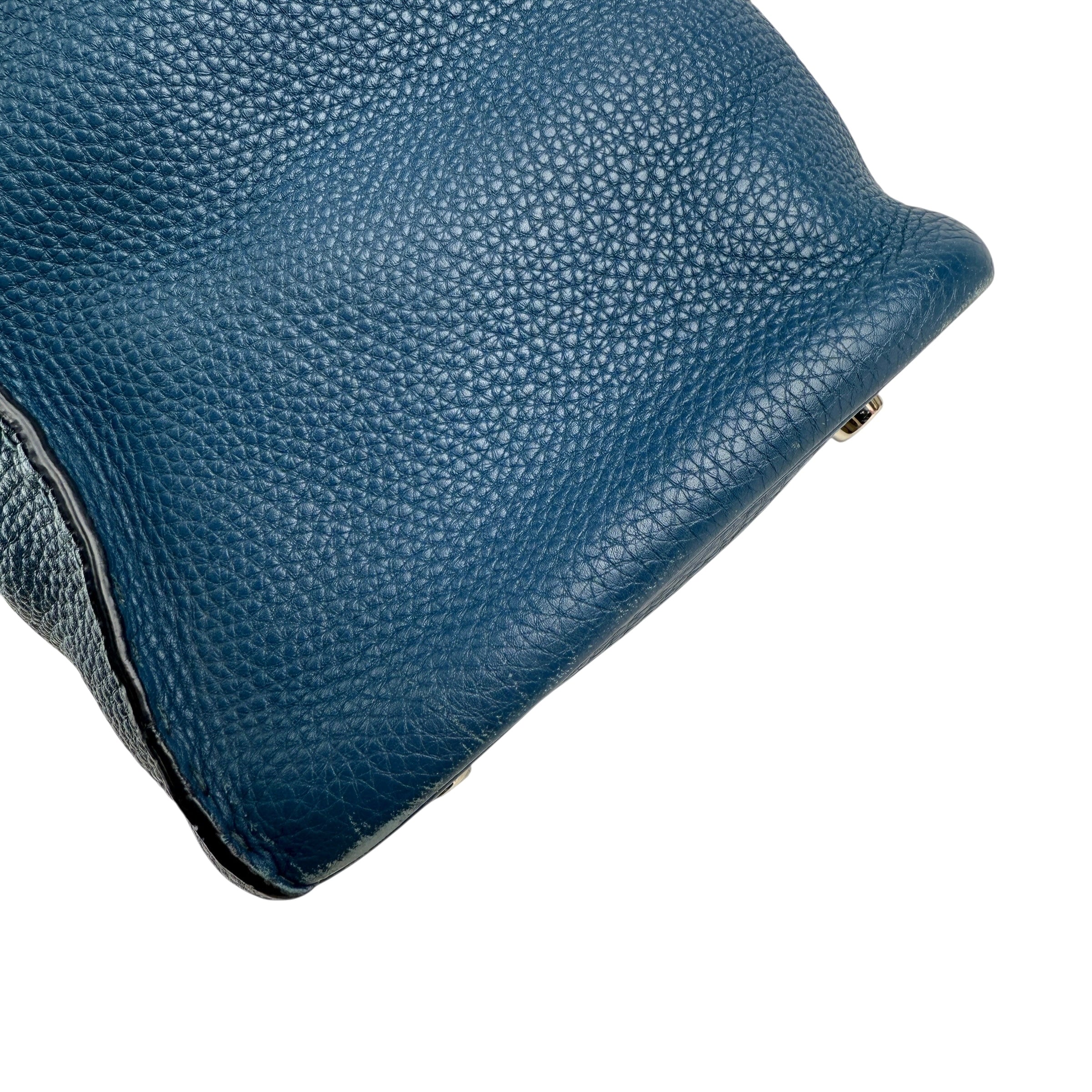 Pre-owned fendi-blue-selleria-leather-anna-bag-front-view