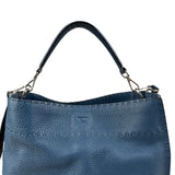 Pre-owned fendi-blue-selleria-leather-anna-bag-front-view