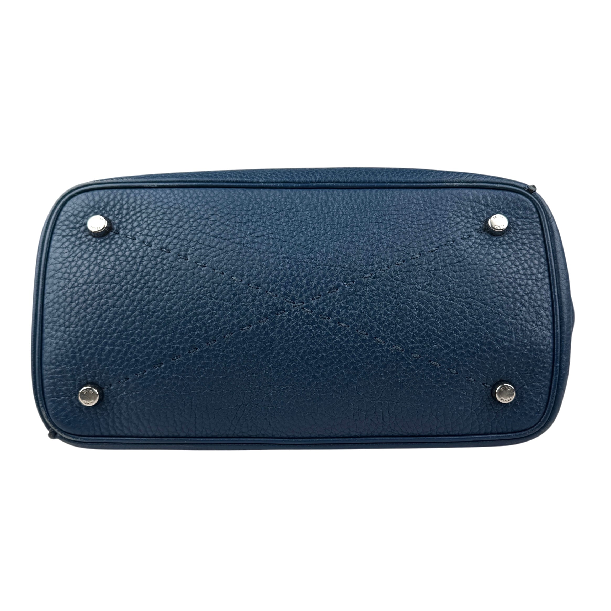 Pre-owned fendi-blue-selleria-leather-anna-bag-front-view