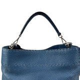 Pre-owned fendi-blue-selleria-leather-anna-bag-front-view