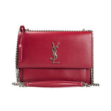 Pre-owned Saint Laurent Sunset Suede Interior Crossbody Medium Red Leather crossbody bag main image