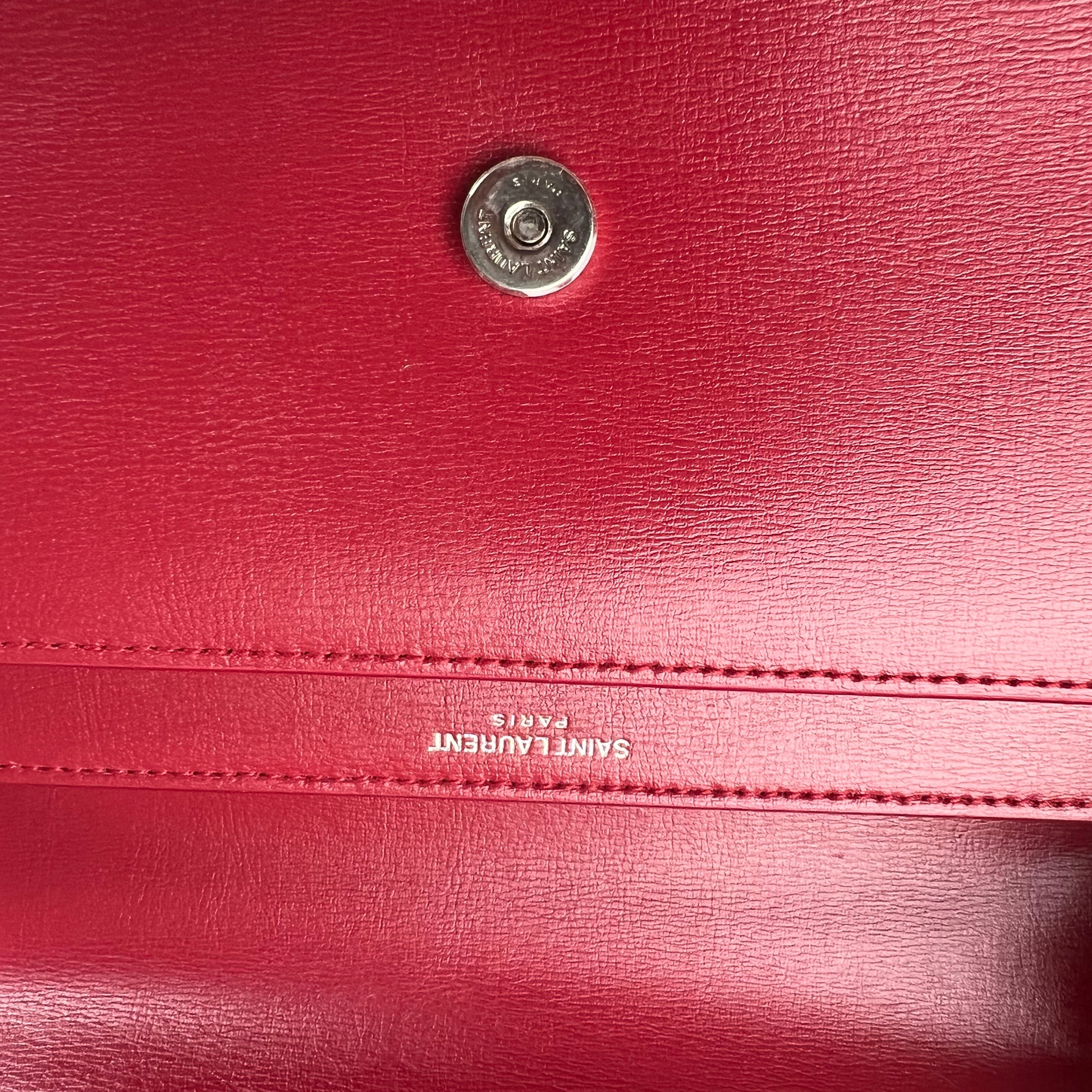 Pre-owned Saint Laurent Sunset Suede Interior Crossbody Medium Red Leather crossbody bag